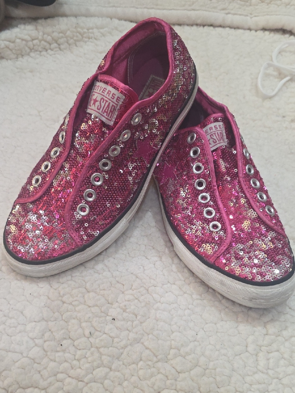 Converse Pink Sequin Slip-On Low Top Sneakers